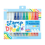 Ooly - Stamp-A-Doodle Double-Ended Markers (Set of 12 w/ 9 Colors)