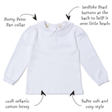 Dotty Dungarees - Peter Pan Collar - White