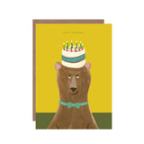 Hutch Cassidy - 'Cake on Bear' Birthday Greetings Card: Nested/Naked