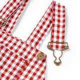 Dotty Dungarees - Maroon Check Seersucker Dungarees