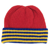 Catherine Tough - Kids' Lambswool Beanie - Stripe : RED / YELLOW / BLUE