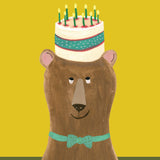 Hutch Cassidy - 'Cake on Bear' Birthday Greetings Card: Nested/Naked