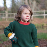 Little Green Radicals - From One To Another Olive Snuggly Knitted Jumper: Olive