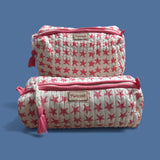TWIZZELL - MINI QUILTED WASH BAG/PENCIL CASE - PINK STARS