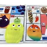 Jo & Nic's Crinkly Cloth Books - Nursery Times Crinkly Newspaper - Fruit & Veg ABC