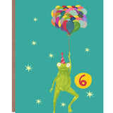 Hutch Cassidy - Age 6 'Party Frog' Children's Birthday Greetings Card: Nested/Naked
