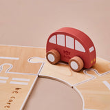 Just Bee Kids - Just Bee Kids Wooden Road Track with Vehicle Toys