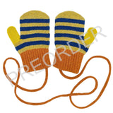 Catherine Tough -  Kids' Patterned Lambswool Mittens & Gloves: MITTENS - STRIPE - BLUE & GREEN