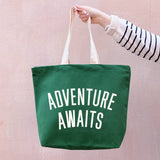 Alphabet Bags - Adventure Awaits - Forest Green Canvas Tote Bag