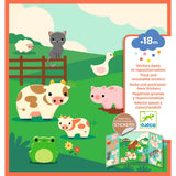 Djeco - Thick and repositionable stickers - Farm animals