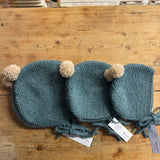 Maze Hill Studio - Knitted Baby Bonnet - Beige with teal bobble