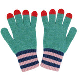 Catherine Tough - Kids' Patterned Lambswool Gloves: Gloves - fingertips - green