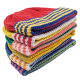Catherine Tough - Kids' Lambswool Beanie - Stripe : BLUE / ORANGE / OATMEAL