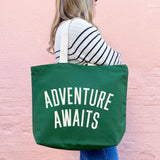 Alphabet Bags - Adventure Awaits - Forest Green Canvas Tote Bag