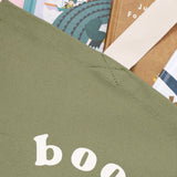 Alphabet Bags - Books & Snacks - Olive Green Canvas Tote Bag