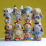 ChunkiChilli - Hand Knitted Btrown Rabbit Pocket Puppets in Organic Cotton