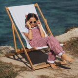 Dotty Dungarees - Maroon Check Seersucker Dungarees