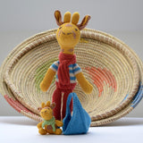 ChunkiChilli - Giraffe Soft Toy in Stripy Top with Sling & Baby Giraffe