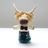 ChunkiChilli - Highlander cow hand puppet in blue kilt