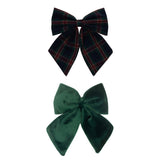 Mimi & Lula -  TARTAN AGNES BOW CLIPS - GREEN