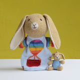 ChunkiChilli - Hand Knitted Btrown Rabbit Pocket Puppets in Organic Cotton