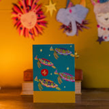 Hutch Cassidy - Age 4 'Party Turtles' Children's Birthday Greetings Card: Nested/Naked