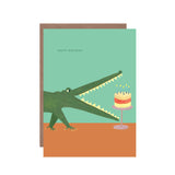Hutch Cassidy - 'Crocodile Birthday Cake' Birthday Greetings Card: Nested/Naked