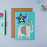 Mifkins - Age 2 Blue Kid's Birthday Card | Children’s Birthday Card