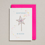 Petra Boase Ltd - Card with Iron on Patch -  Birthday Wishes Star Wand